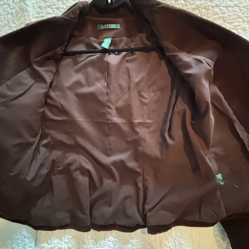Lauren Ralph Lauren Chocolate Brown Velvet Blazer - Picture 11 of 15